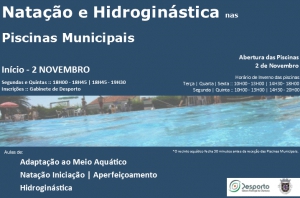 Natação e Hidroginástica nas Piscinas Municipais | Início 2 de Novembro